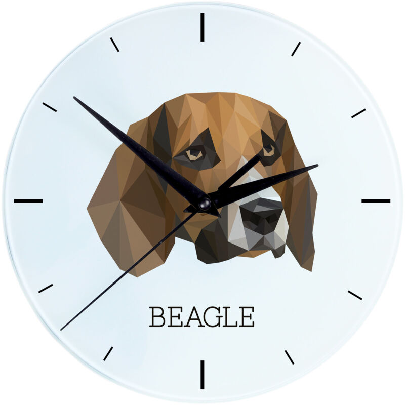 foto del prodotto beagle orologio da parete geometrico con foto e scritta di art dog