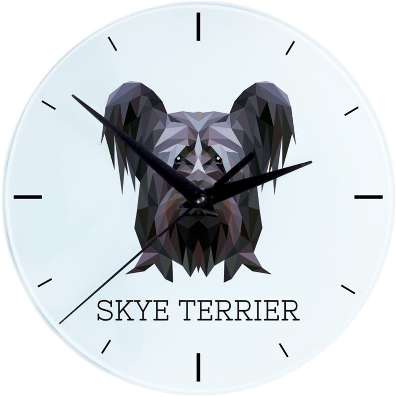 foto del prodotto skye terrier orologio da parete geometrico con foto e scritta di art dog