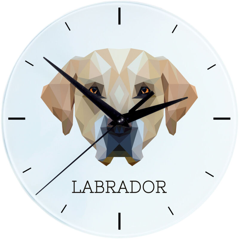 foto del prodotto labrador retriever orologio da parete geometrico con foto e scritta di art dog