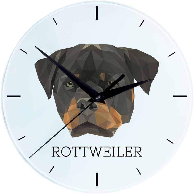 foto del prodotto rottweiler orologio da parete geometrico con foto e scritta di art dog