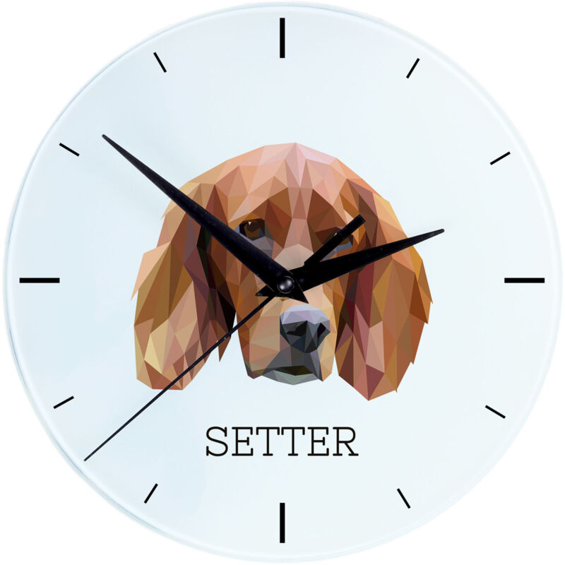 foto del prodotto setter inglese, laverack orologio da parete geometrico con foto e iscrizione di art dog