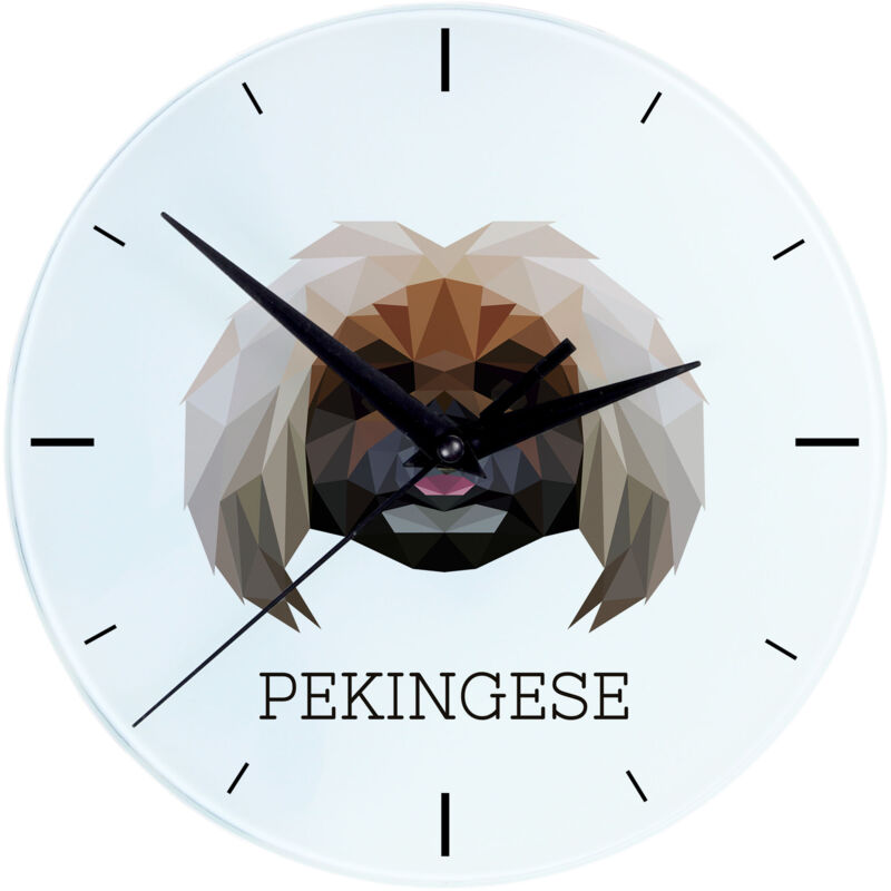 foto del prodotto pechinese orologio da parete geometrico con foto e scritta di art dog