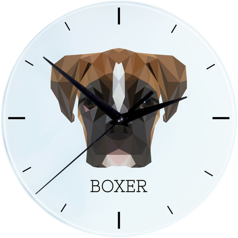 foto del prodotto boxer, boxer iii orologio da parete geometrico con foto e scritta del marchio art dog