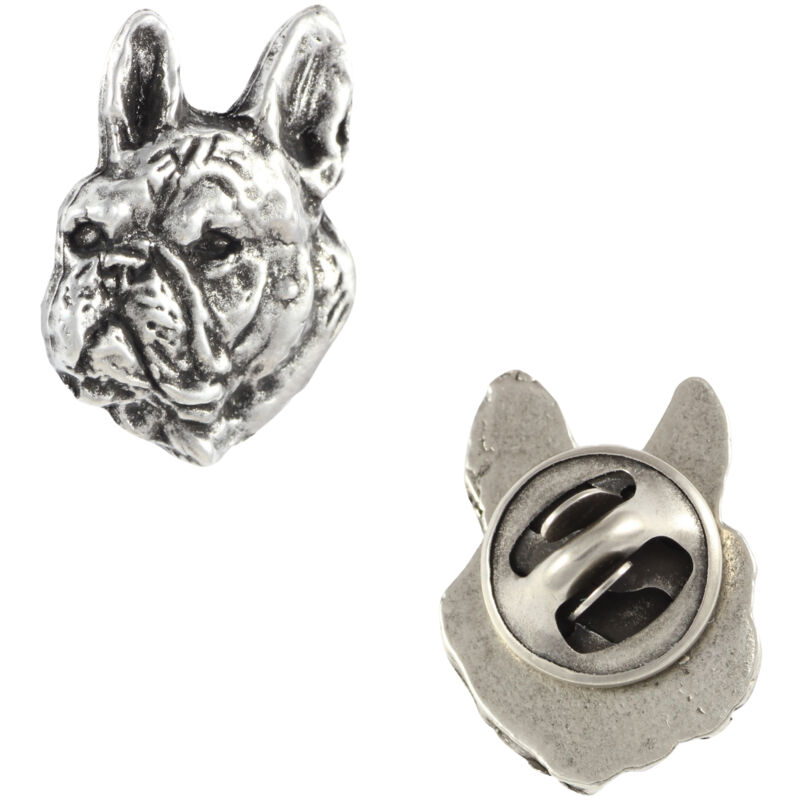 foto del prodotto bulldog francese ii spilla a forma di cane argentata, spilla elegante, decorazione per bavero di art dog
