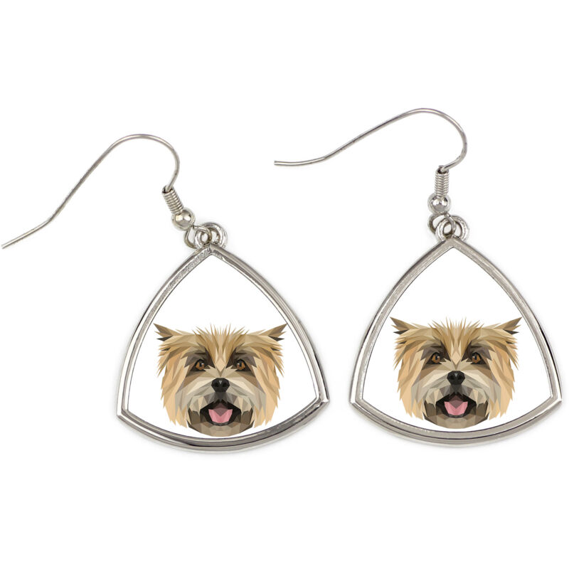 foto del prodotto cairn terrier orecchini con foto e scritta cane geometrico art dog