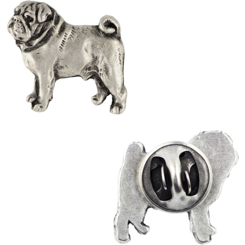 foto del prodotto pug, carlin spilla a forma di cane argentata, spilla elegante, decorazione per bavero di art dog