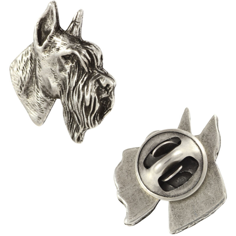 foto del prodotto schnauzer, schnauzer ii spilla per cani argentata, spilla elegante, decorazione per bavero giacca di art dog