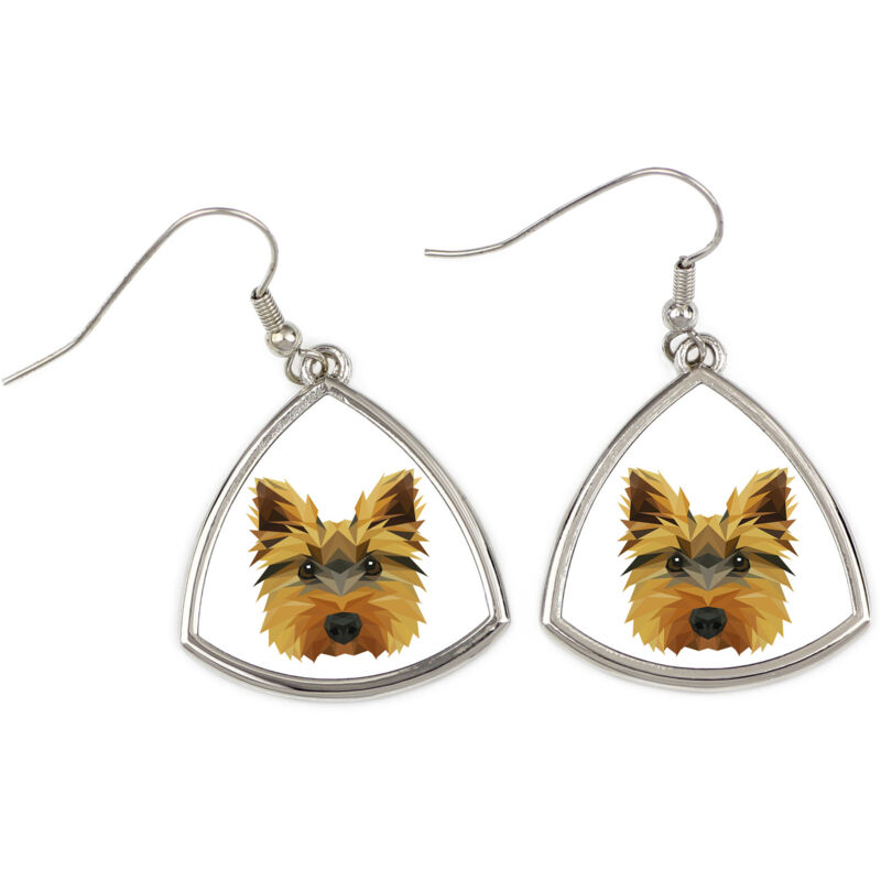 foto del prodotto yorkshire terrier, york, york, yorkie orecchini con foto e scritta geometrica cane art dog