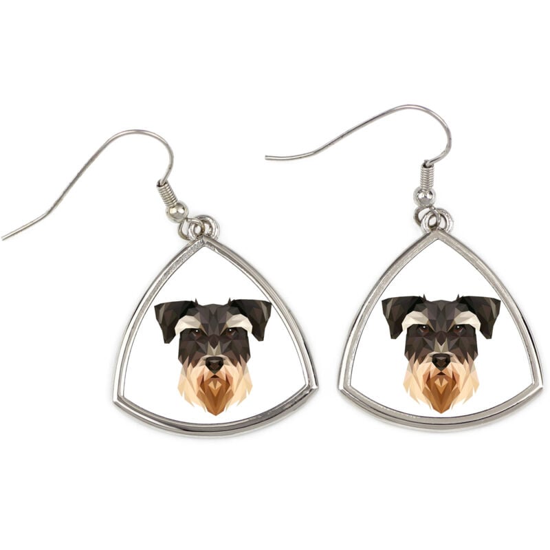 foto del prodotto schnauzer, schnauzer orecchini con foto e scritta cane geometrico art dog