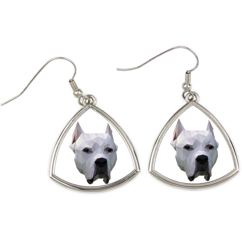 foto del prodotto cane argentino, dogo argentino orecchini con foto e scritta cane geometrico art dog