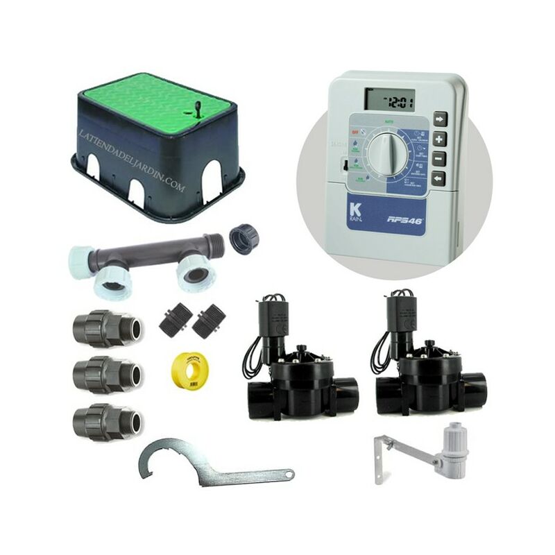 foto del prodotto kit irrigazione automatica professionale krain a 2 zone 24v per tubo da 32mm