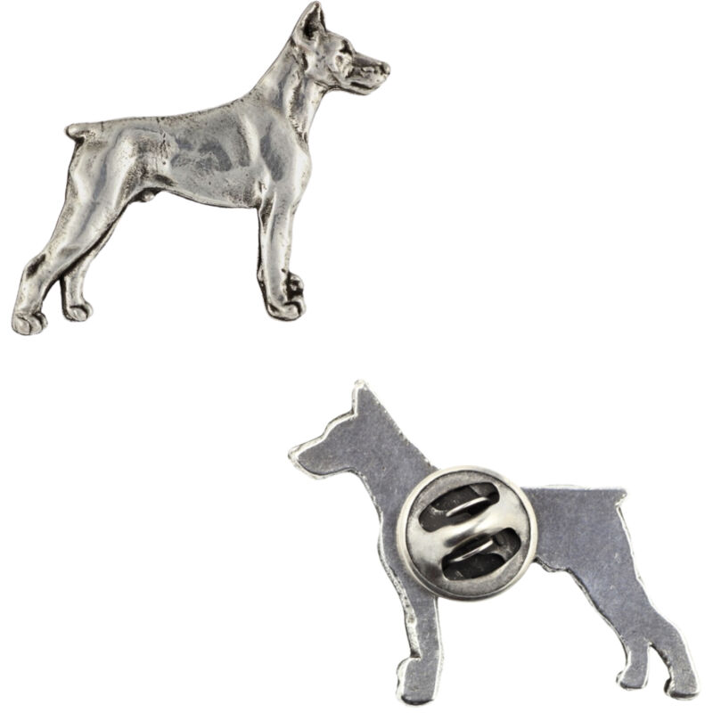 foto del prodotto doberman, dobermann spilla per cani in confezione regalo, spilla elegante, spilla da bavero di art dog
