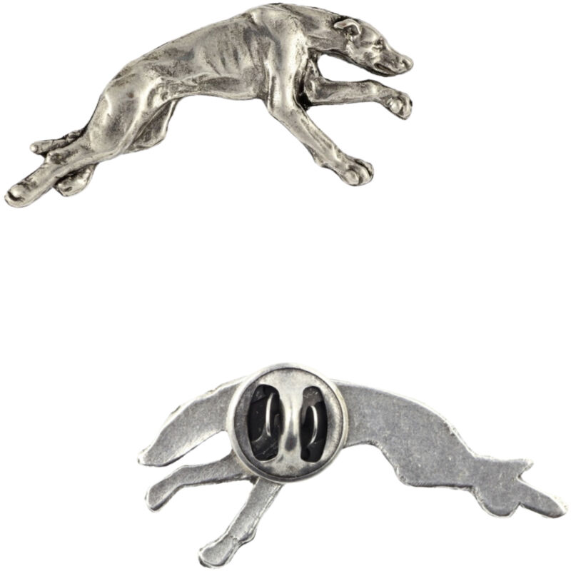 foto del prodotto levriero, levriero inglese spilla a forma di cane in una scatola regalo, spilla elegante, spilla da bavero di art dog