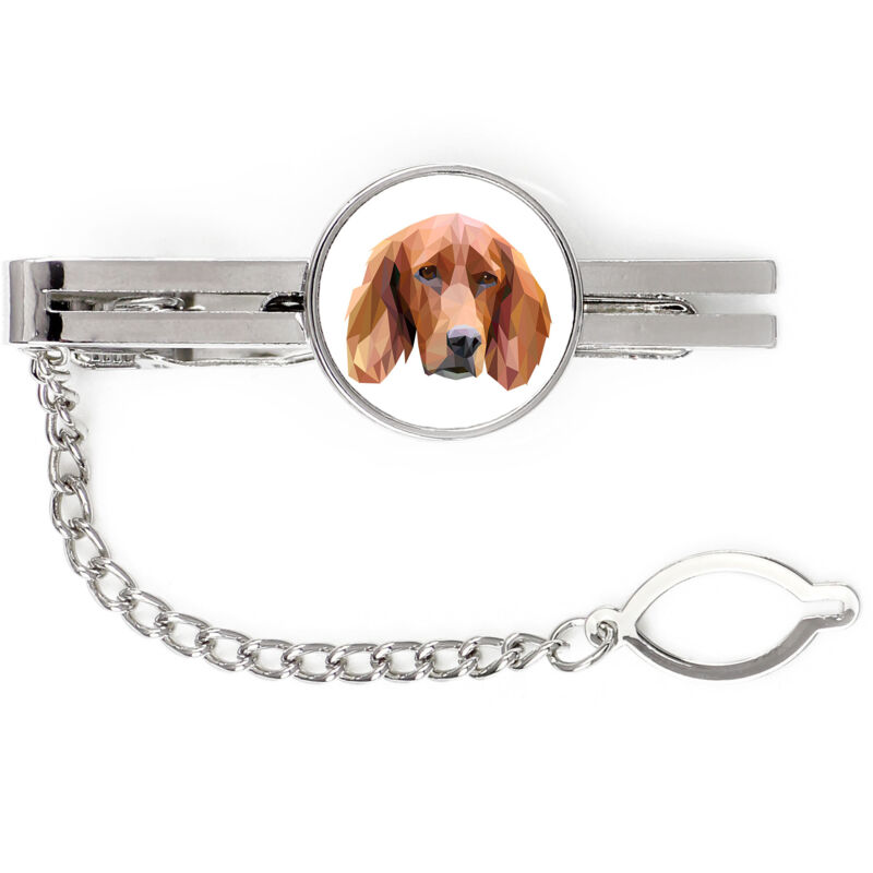 foto del prodotto setter inglese, laverack fermacravatta geometrico con foto e scritta art dog