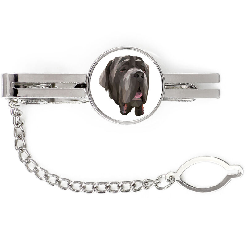 foto del prodotto mastino napoletano, mastino napoletano, mastino napoletano fermacravatta geometrico con foto e scritta art dog