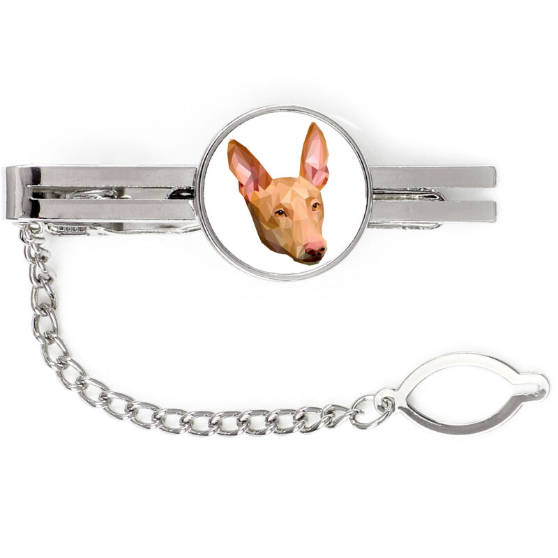 foto del prodotto pharaoh hound, maltese greyhound fermacravatta geometrico con foto e scritta art dog