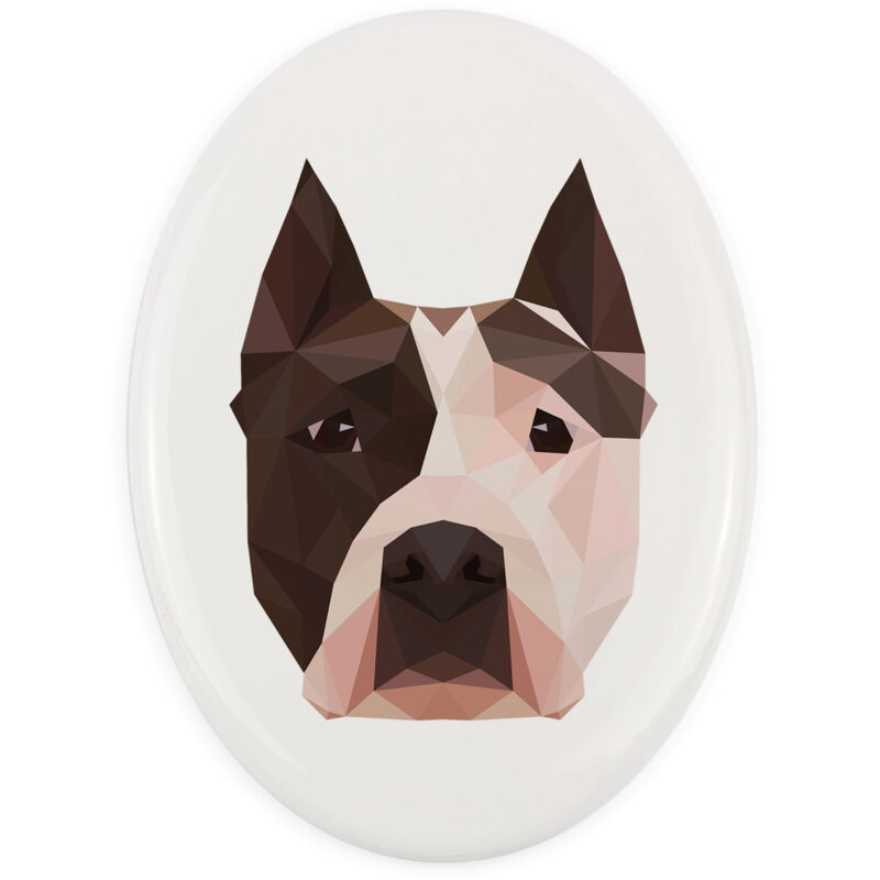 foto del prodotto american staffordshire terrier, amstaff, amstaf una targa con una foto e un iscrizione geometrica di art dog