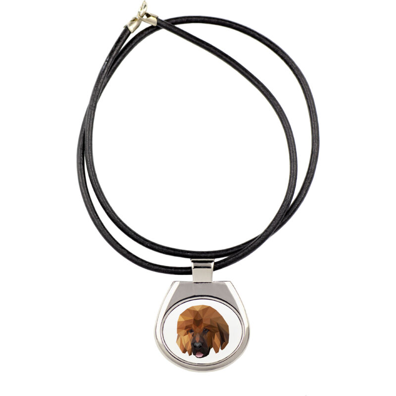 foto del prodotto mastino tibetano, cane tibetano collana con foto e iscrizione geometrica di art dog