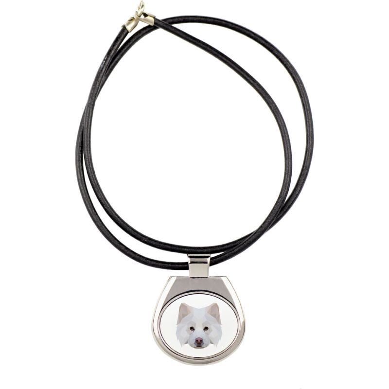 foto del prodotto finnish lapphund collana con foto e iscrizione geometrica di art dog