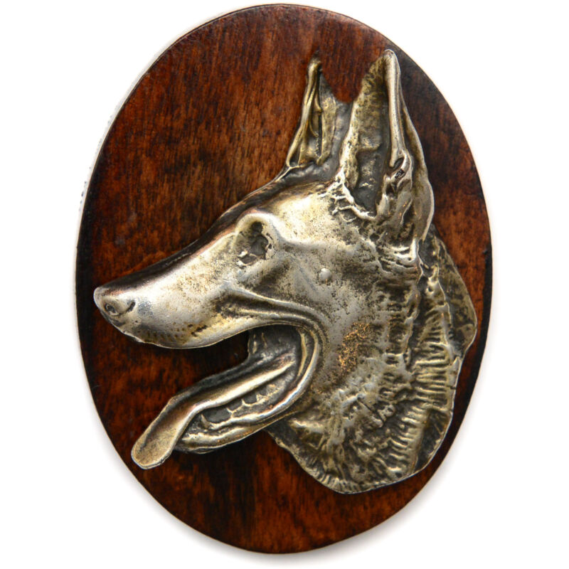 foto del prodotto pastore belga malinois spilla per esposizione canina, fermaglio per numero di partenza, distintivo per cani di art dog