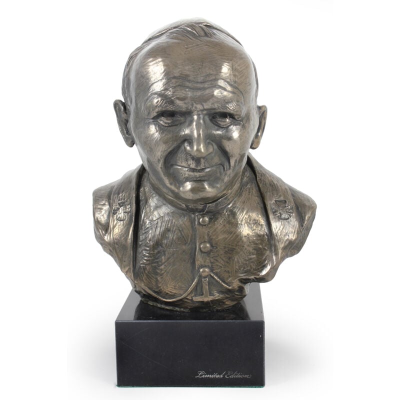 foto del prodotto giovanni paolo ii il vecchio busto in marmo, statuetta di un personaggio famoso, decorazione per ufficio, scuola e hotel di art dog