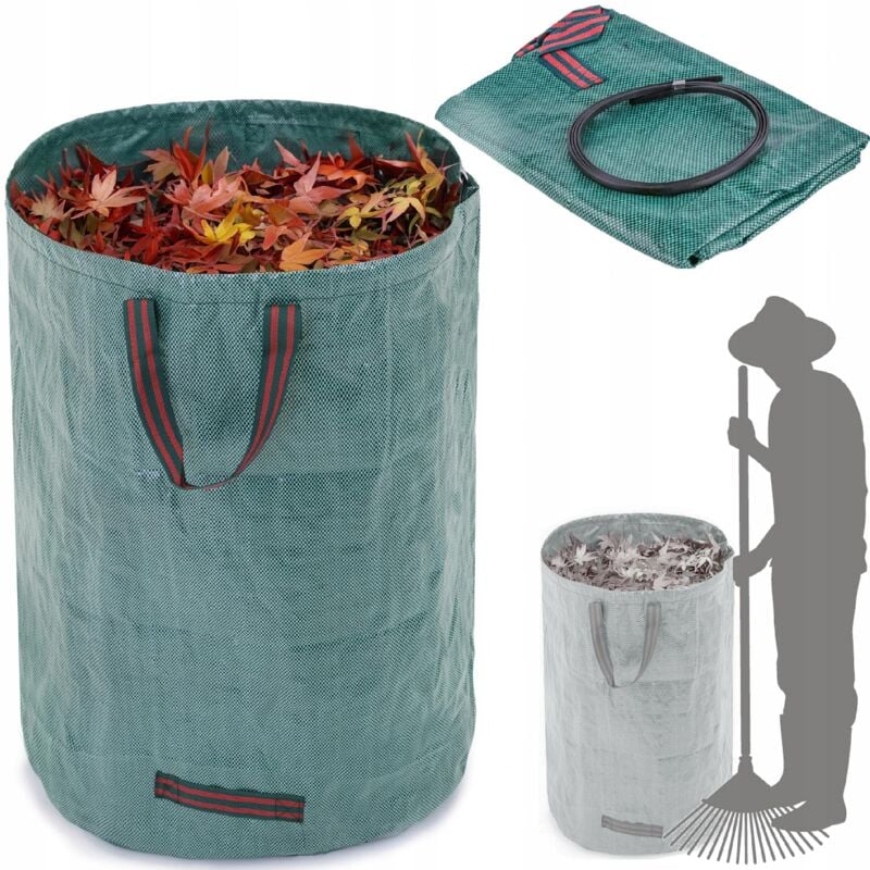 foto del prodotto cestino da giardino, sacco per foglie pieghevole, sacco per erba 120 l, manici
