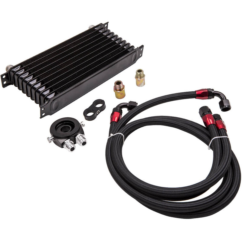 immagine 0 del prodotto bfo 10 row an10 universal enginetransmission oil cooler filter adapter hose kit neuf10 row universal enginetransmission oil cooler filter adapter