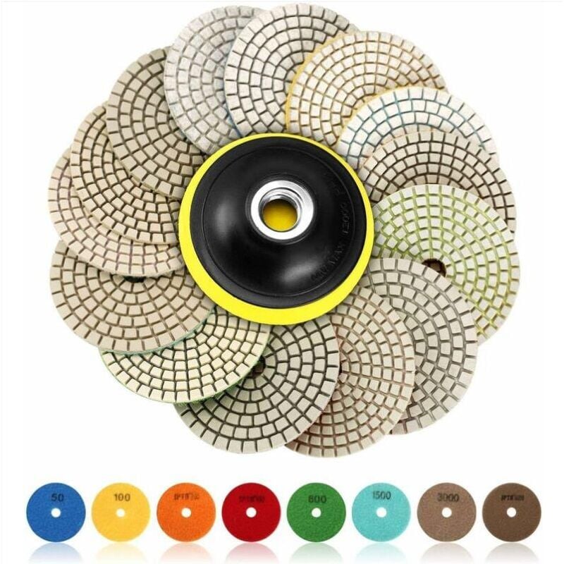 foto del prodotto fortuneville disco lucidante diamantato, 15 pezzi 4 pollici 100 mm tamponi lucidanti diamantati, tamponi lucidanti per cemento, tamponi lucidanti