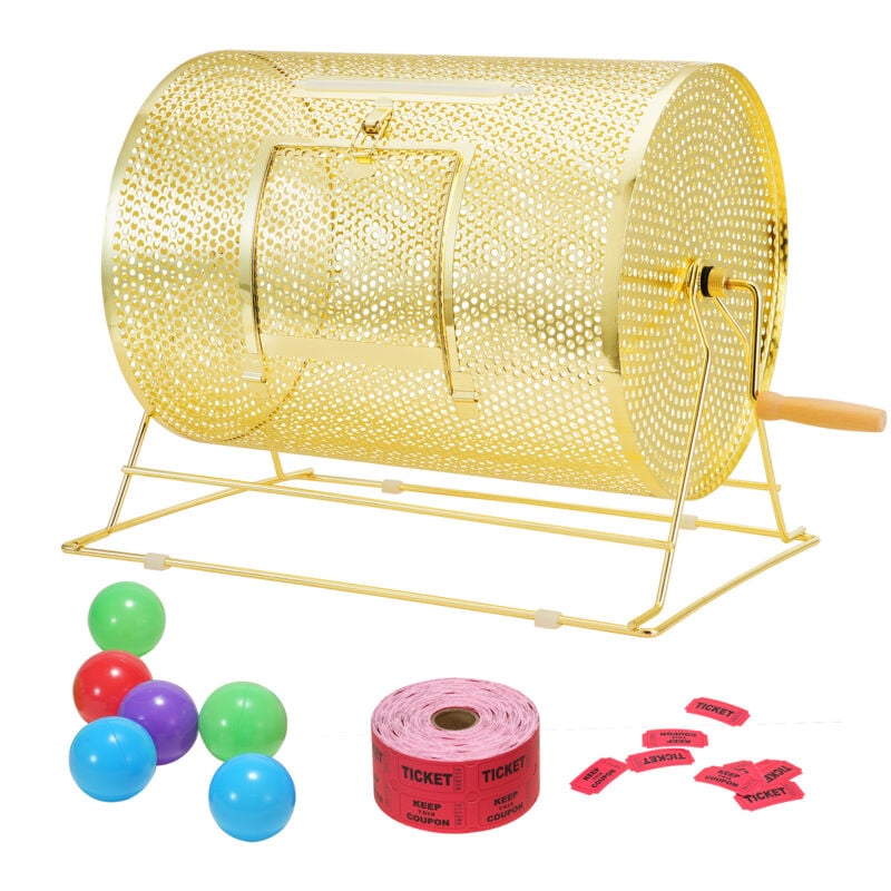 foto del prodotto mophorn tamburo di lotteria capienza 5000 biglietti o 300 palline, serbatoio rotante piattaforma girevole della lotteria, scatola per biglietti per