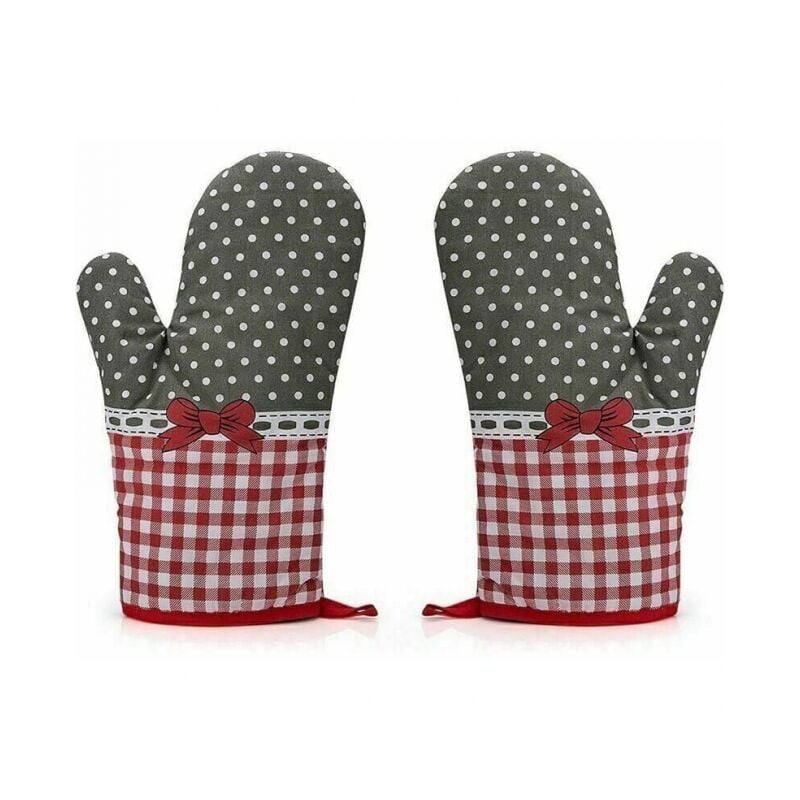 foto del prodotto taglia unica, confezione da 2 guanti da griglia ignifughi da 28 cm, presina in cotone, guanti da forno per proteggere le mani