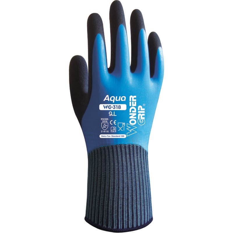 foto del prodotto safetop guanti impermeabili wonder grip wg 318 aqua, blu nero, l 9