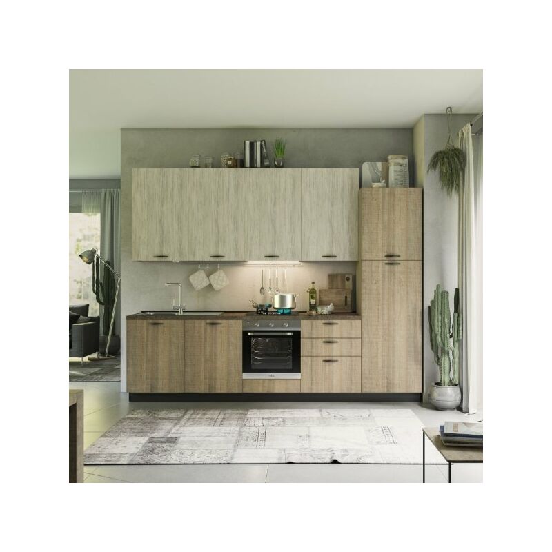 foto del prodotto cucina rovigno mira 300 cm rovere grigio e bianco destra con lavastoviglie