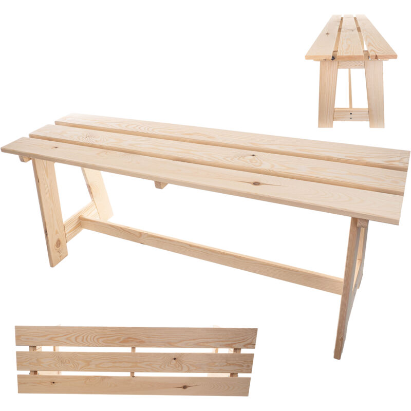 foto del prodotto panca da giardino in legno kadax a 2 posti senza braccioli e schienale panchina da parco, panca da esterno per balcone, giardino, terrazza rovere