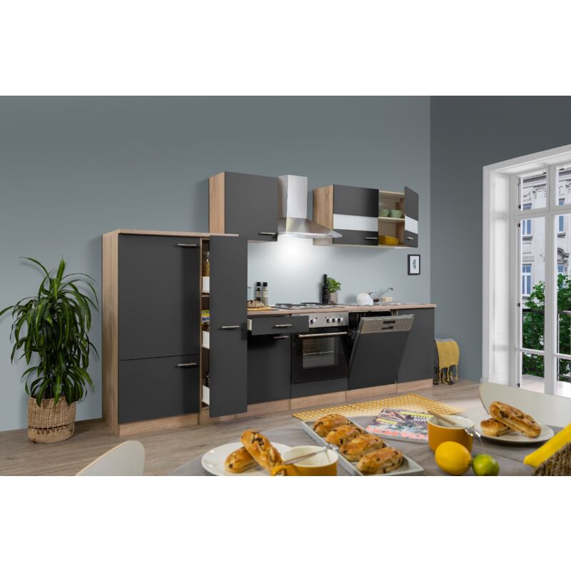 foto del prodotto cucina blocco cucina blocco cucina componibile rovere grigio merle 310 cm respekta