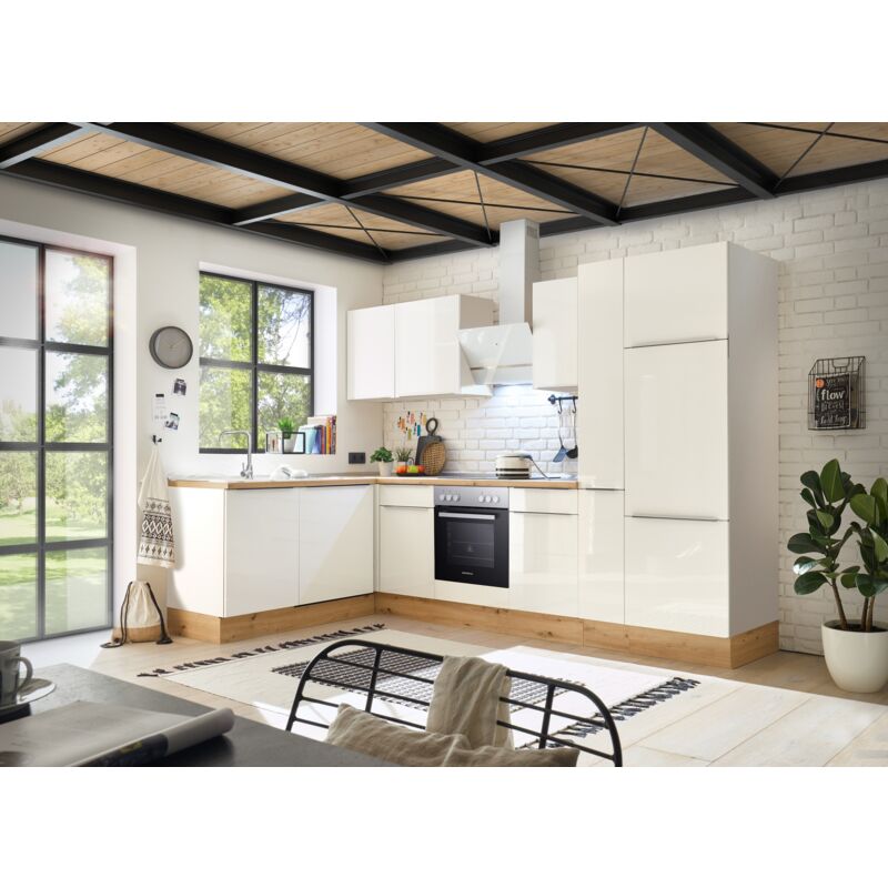 foto del prodotto cucina angolo cottura cucina ad angolo marleen premium 310 cm bianco artigianale rovere respecta