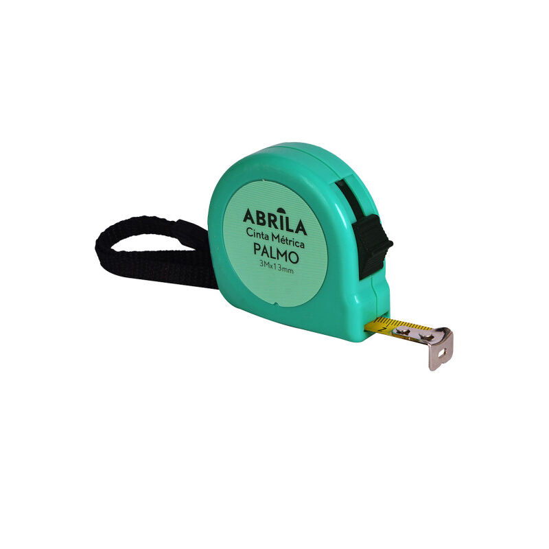 foto del prodotto nastro metrico verde 3mx13mm con blocco, clip magnetica, clip e impugnatura