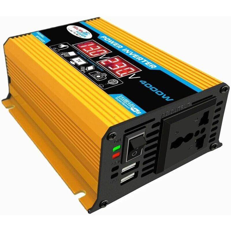 immagine 0 del prodotto kzq convertitore 12 v 220 v, convertitore sinusoidale puro da 4000 w convertitore per auto dc 12 v 220 v 110 v con display a doppia tensione e
