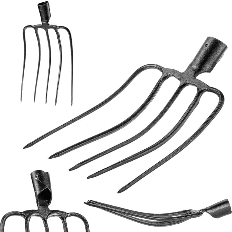 foto del prodotto forche da giardino economiche kadax 5 denti per fieno, letame, in acciaio, senza manico