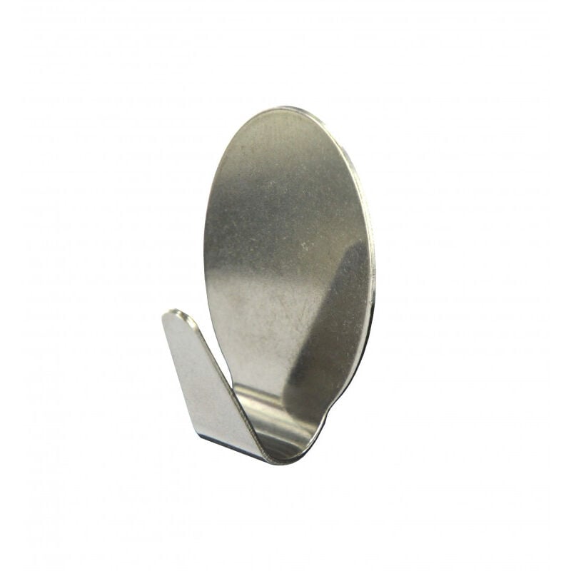 foto del prodotto gancio decorativo ovale adesivo, h.40 mm, l.27 mm, acciaio inox, 1 pezzo.