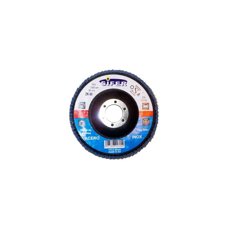 foto del prodotto disco abrasivo sifer per acciaio inox 115x22 grana 100