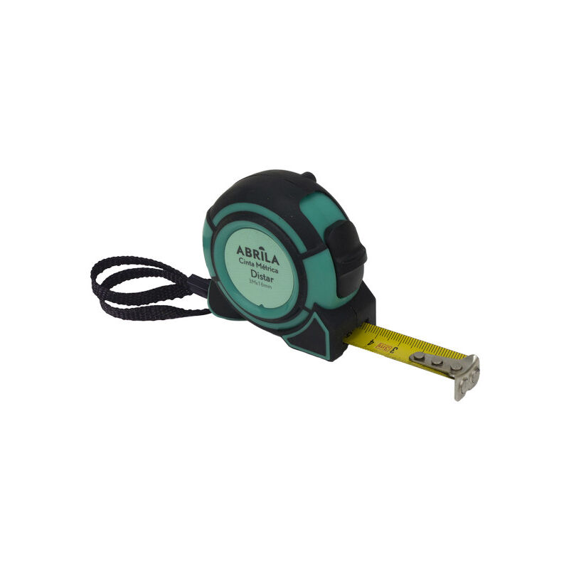 foto del prodotto distar nastro di misurazione 3mx16mm nero verde con blocco, clip magnetica, clip e impugnatura ergonomica.