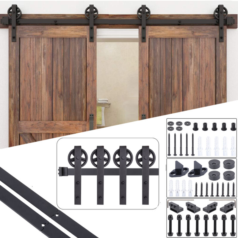 foto del prodotto stoex binario per porta scorrevole kit kit per porte scorrevoli ferramenta per porta della stalla per doppia porta 305cm 10ft