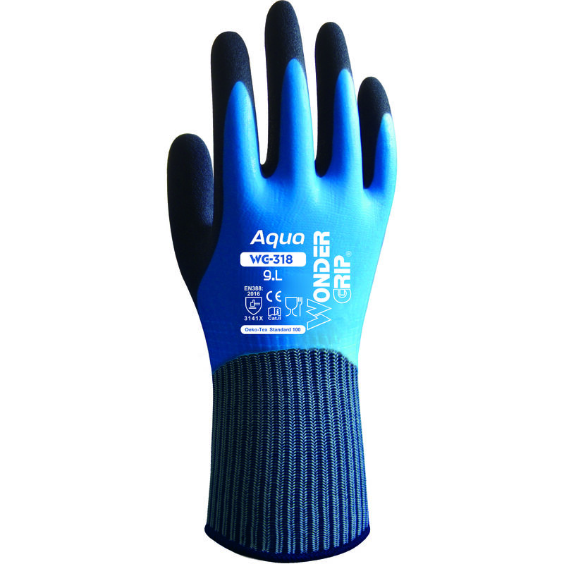 foto del prodotto wonder grip wg 318 aqua guanti impermeabili, blu nero, xl 10