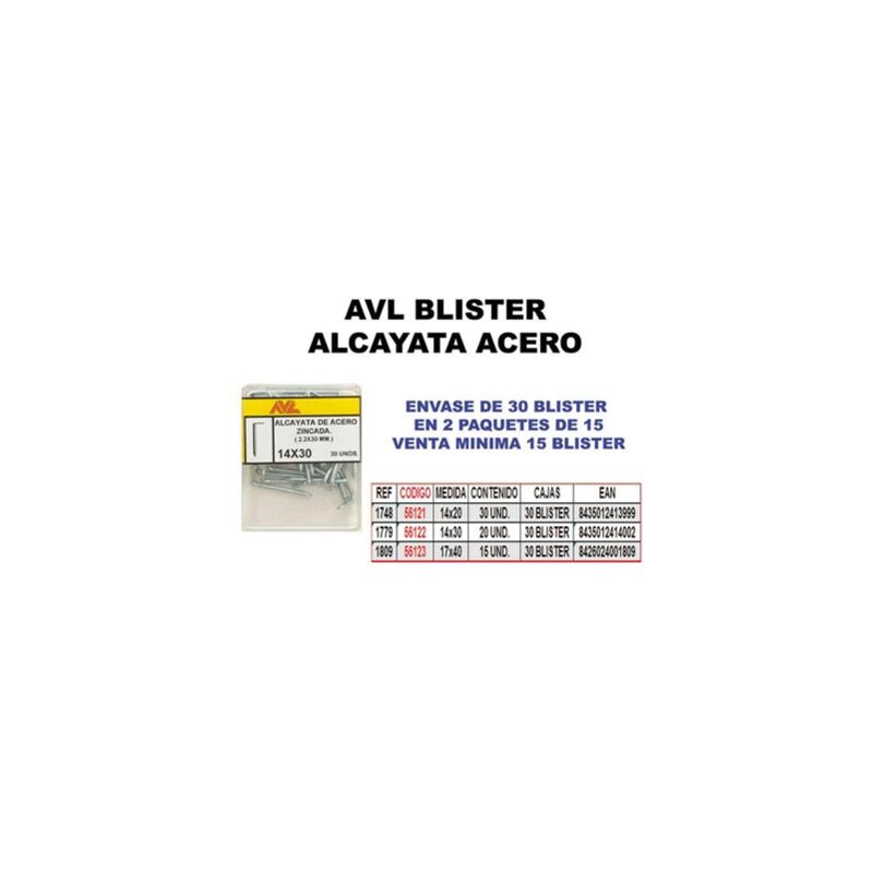 foto del prodotto acciaio zincato alcayata blister 14x20 1748