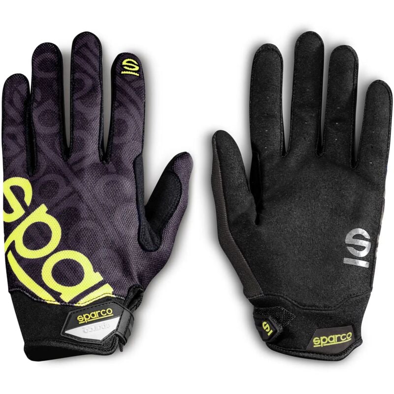 foto del prodotto sparco 002093 guanti lavoro regolabili polso rinforzo police indice nero giallo xl