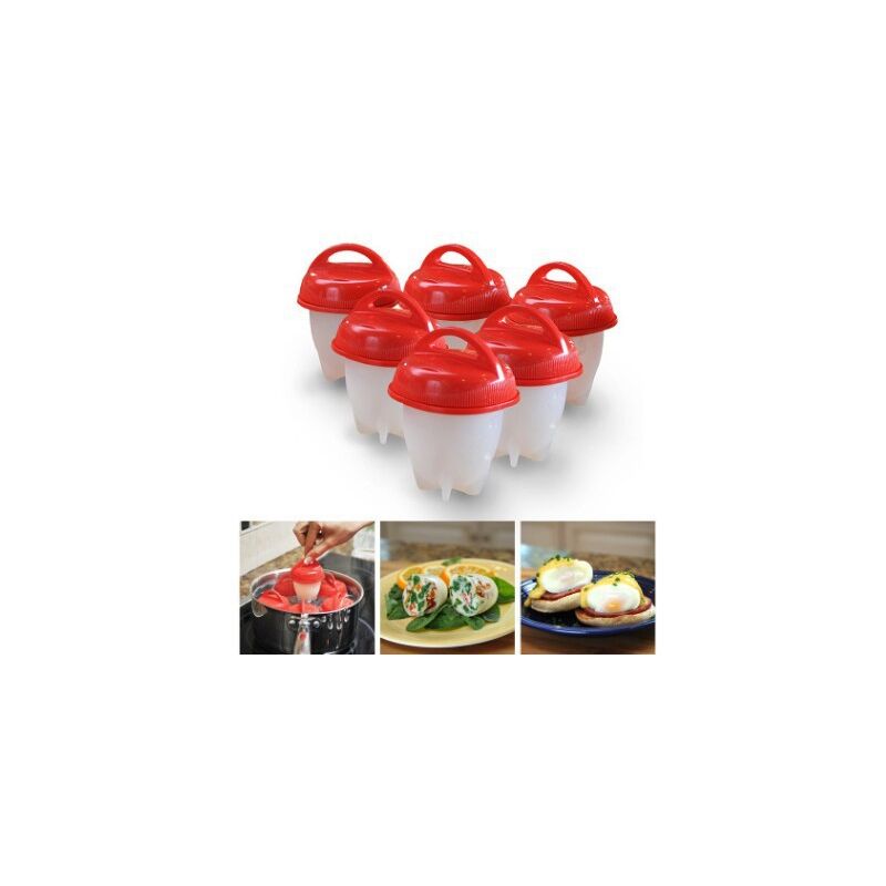 foto del prodotto confezione da 6 cuociuova in silicone, cuociuova rapido antiaderente, cuociuova in silicone senza guscio, senza bpa, adatto per casa e ristorante