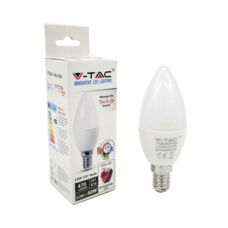 foto del prodotto led lampadina 5.5w e14 c37 candela 4000k cri95 luce naturale