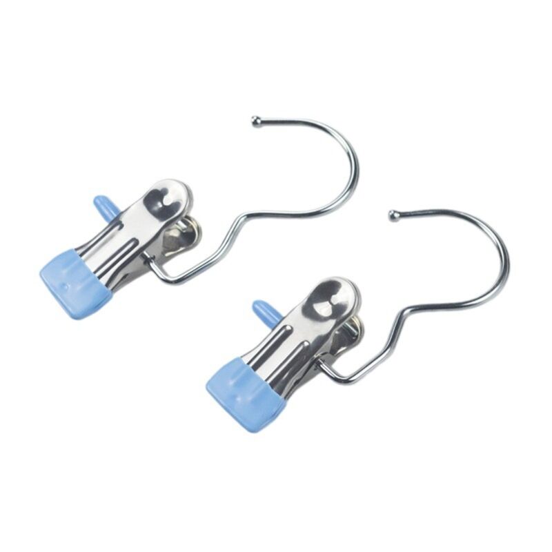 foto del prodotto confezione da 20 ganci per vestiti, gancio in metallo, gancio girevole a 360 , gancio per cintura multifunzionale, blu