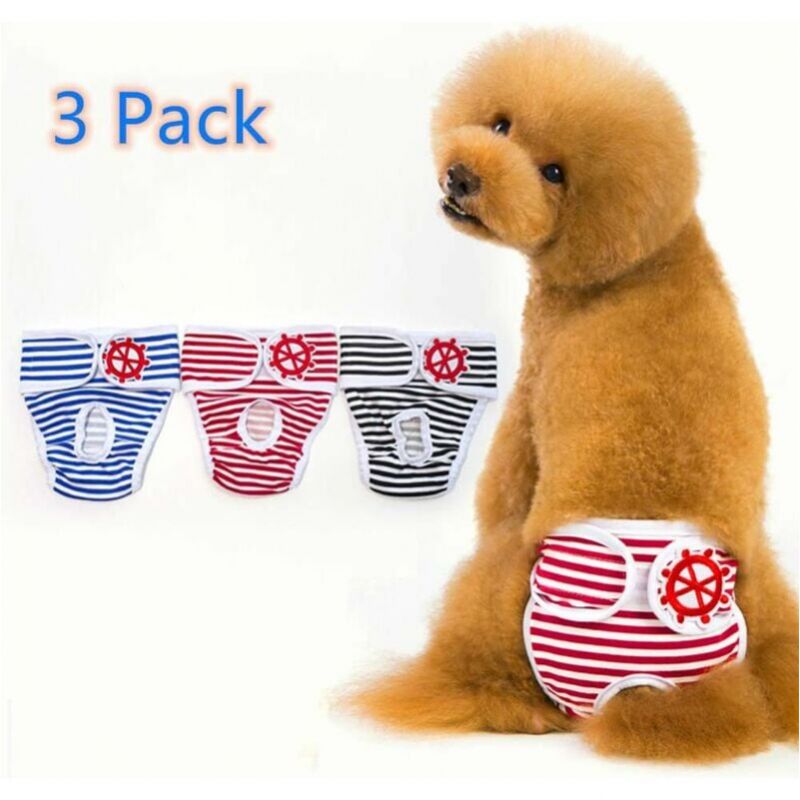 foto del prodotto confezione da 3 pantaloni igienici per cani, riutilizzabili, lavabili, di sicurezza, pannolini igienici mestruali, biancheria intima mestruale per