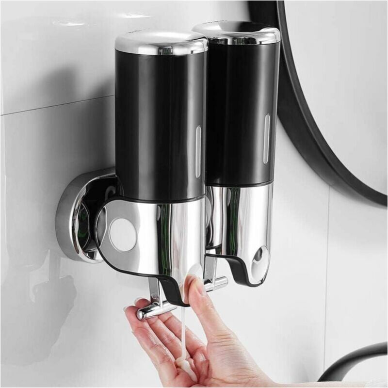 immagine 0 del prodotto cyslmuk 500ml x 2 distributore di sapone a parete, distributore di sapone per le mani a doppia testa distributore di shampoo per gel doccia liquido